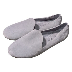 TOMS  Darcy Grey Blue Suede Slip-On Flats - Women's Comfortable Shoes - Size W 7
